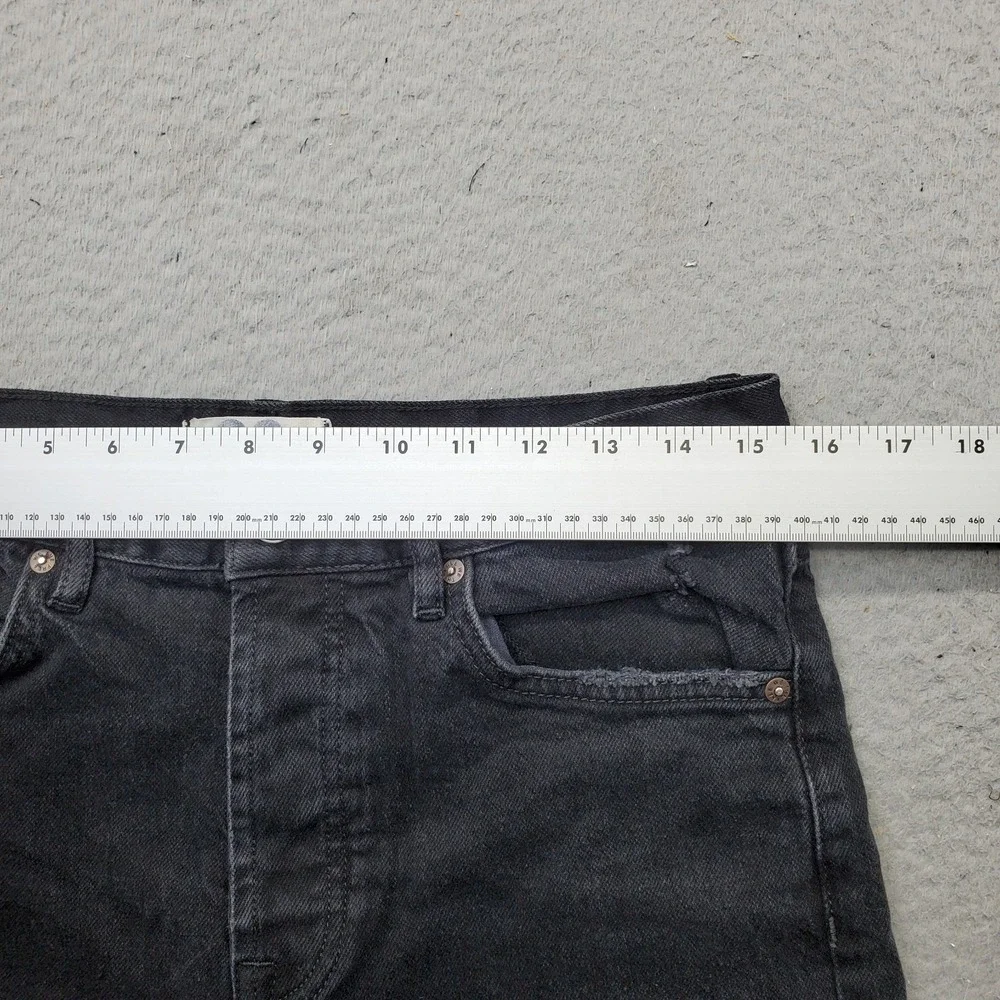 Free People Straight Leg Jeans Women's 28 Black Denim Ripped Button‎ Fly